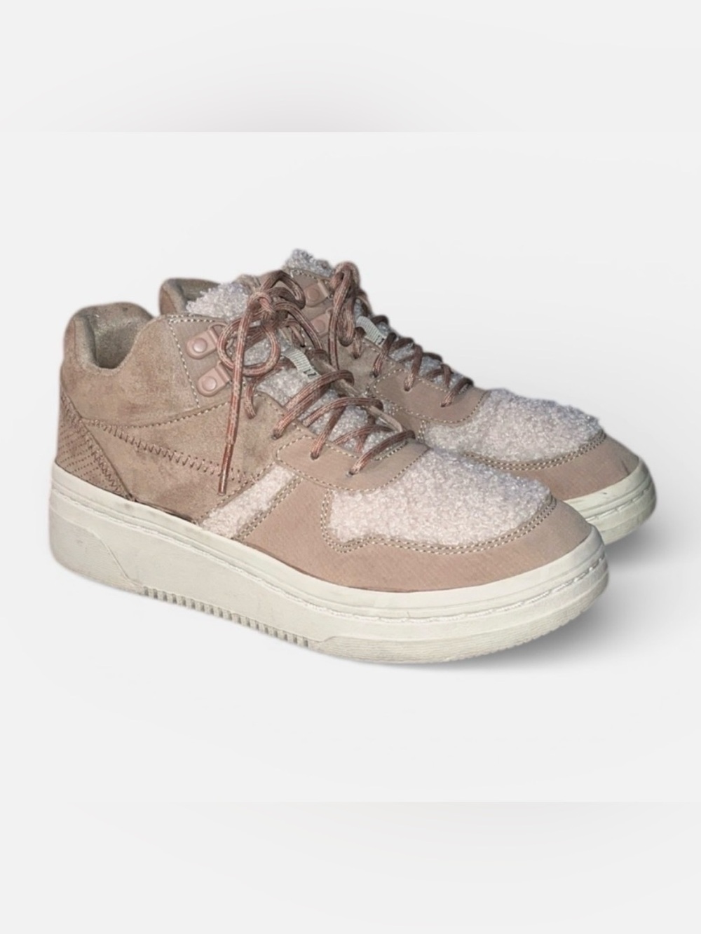 Dr. Scholl's Even Up Wedge Sneaker w/Shearling Detail in Toasted Taupe Sz 7